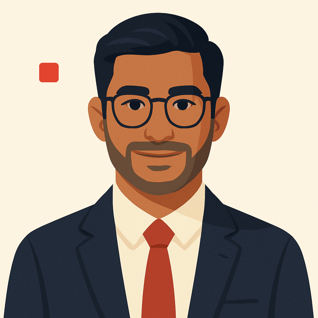 Illustrated corporate portrait of Fahad Siddiqui