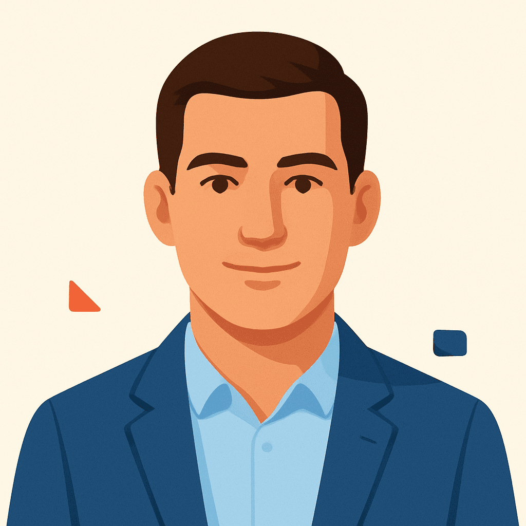 Illustrated corporate portrait of John